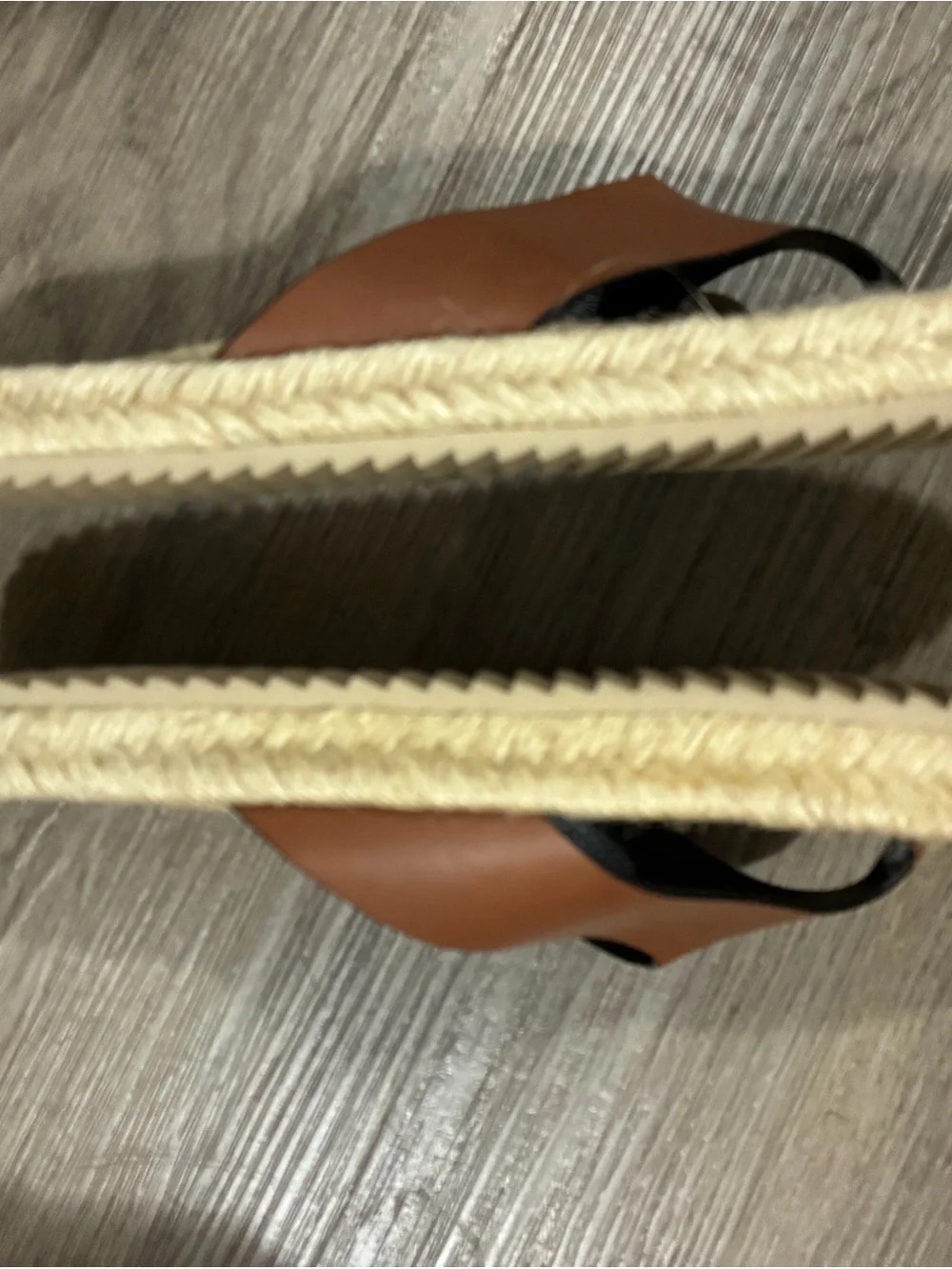 Women’s Brown Leather Woven Jute Thong Sandals